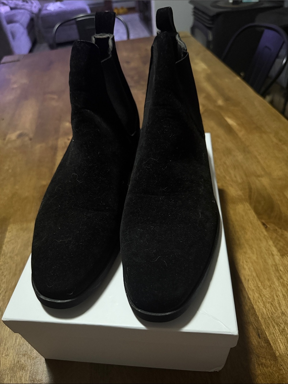 Men's Black Suede Chelsea Boots Hamptons style 2.8 inch boost